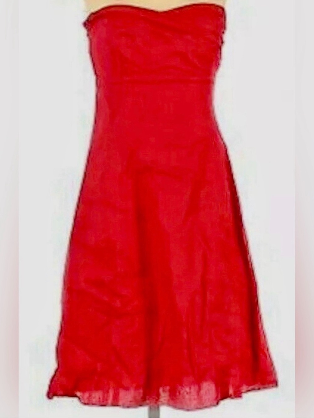 Deletta by Anthropologie Strapless Red Mini Dress Size 10- 100% Cotton Americana - Picture 3 of 6